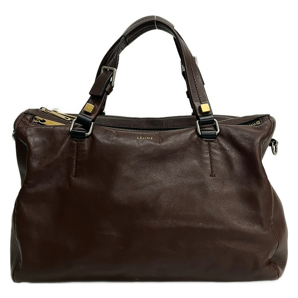 Celine Dark Brown Leather Handbag #371909C67B